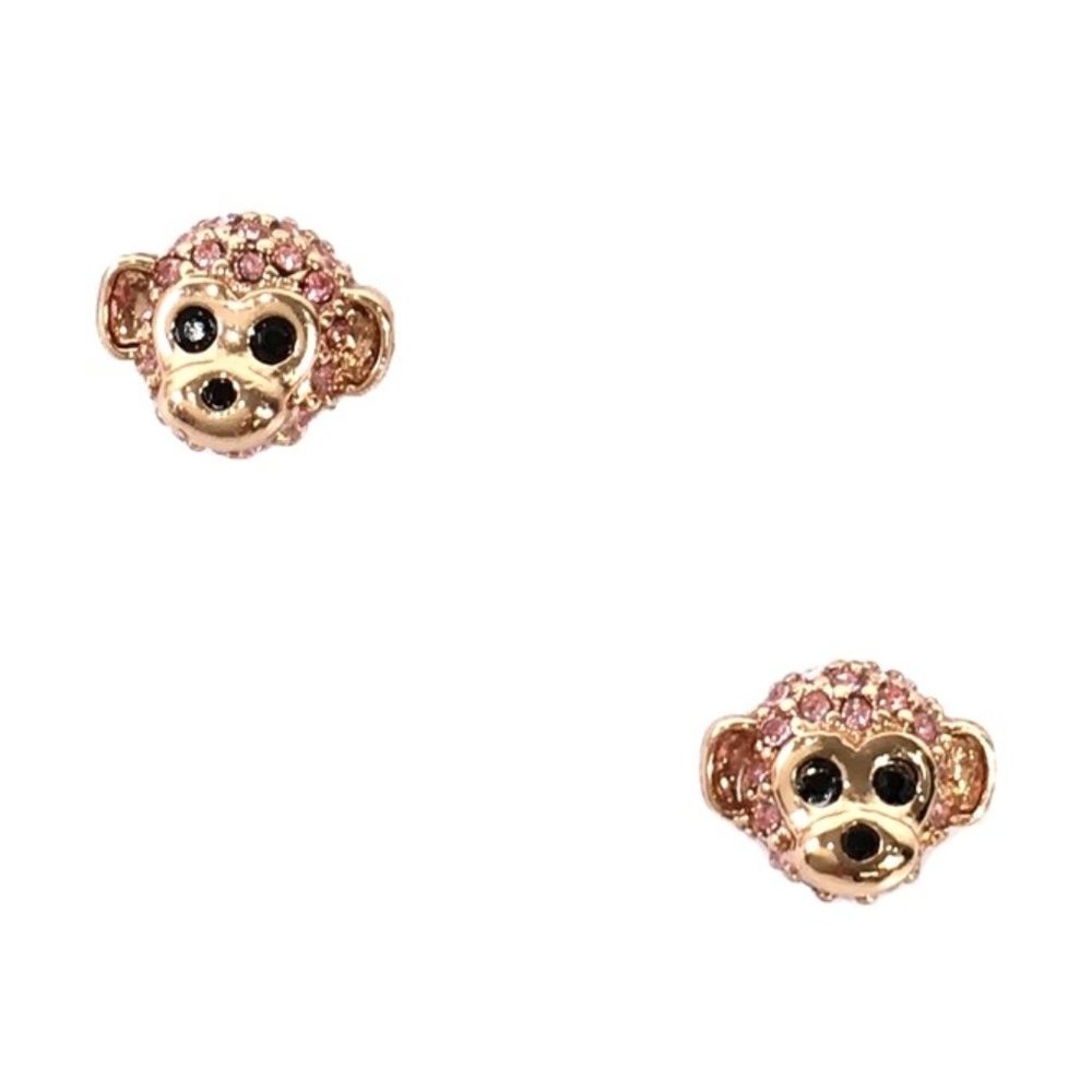 kate spade pink pave monkey crystal earrings stud adorable animal